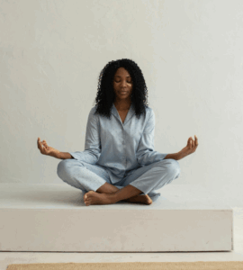 woman meditating mindfulness stress relief